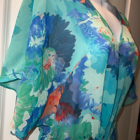 a.n.a a new approach Vibrant Floral Blouse - Teal and Orange - Picture 2 of 6